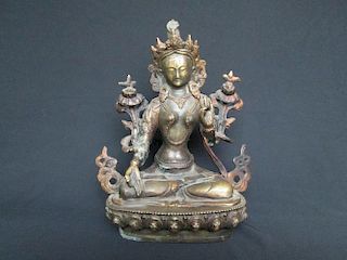 ANTIQUE Chinese Bronze Guanyin, 19.5 cm high