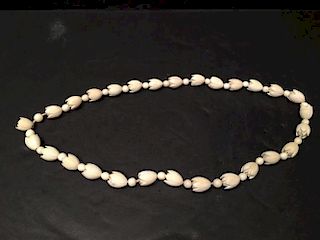 OLD Chinese Ivory Necklace with nice carvings. 22" long