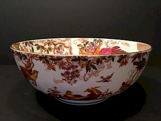 FINE Royal Derby large bowl with birds and flowers, 9 3/4' dia, 4" high
