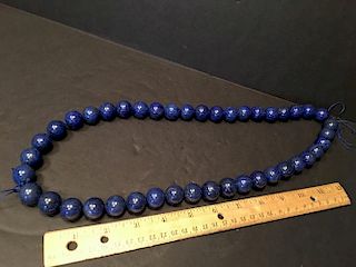 OLD Chinese Large Beads Lapis Necklace, 32" long