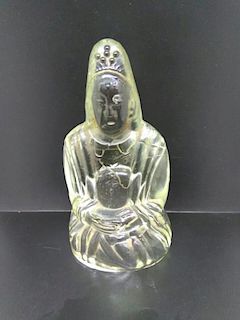 Chinese old Glass Guanyin, 13.9x7.4x6cm