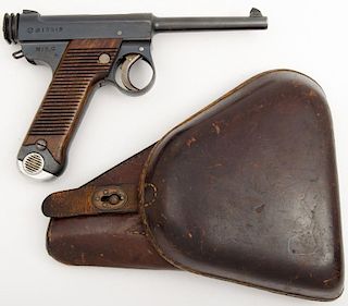 **Japanese Early Type 14 Nambu Pistol and Leather Holster