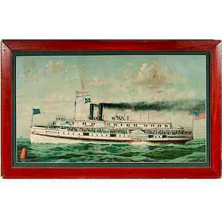 City of Cleveland Steamer Lithograph 