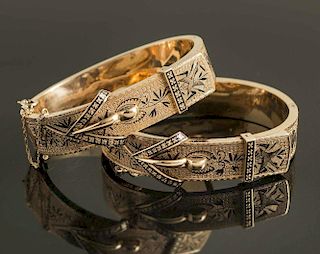 W.K. Vanderslice & Co. Cased Gold and Enamel Bracelets