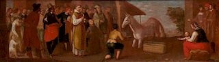 Circle of JACOPO VIGNALI, (Italian, 1592-1664), Miracle of the Mule, oil on panel