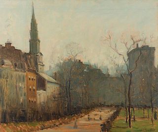 ARTHUR CLIFTON GOODWIN, (American, 1864-1929), Boston Common View with Park Street Church