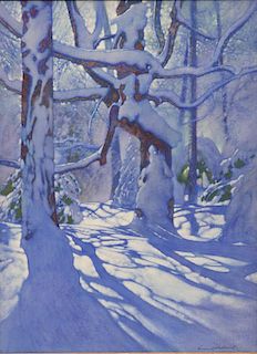 GEORGE HAWLEY HALLOWELL, (American, 1871-1926), Christmas Snow, 1922