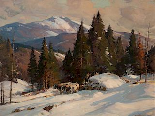 ALDRO THOMPSON HIBBARD, (American, 1886-1972), Winter Loggers, Mount Mansfield