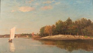 JOSEPH FOXCROFT COLE, (American, 1837-1892), Spot Pond, Stoneham, MA, 1870