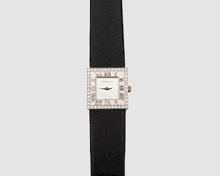TIFFANY & CO. 18K White Gold and Diamond "Atlas" Wristwatch