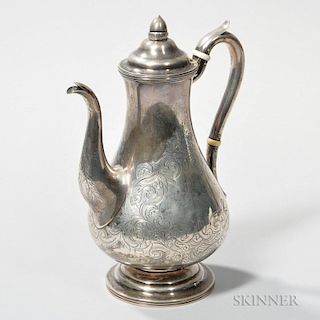 J.E. Stanwood Coin Silver Coffeepot