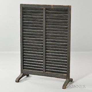 Small Green-painted Louvered Firescreen