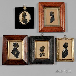 Five Framed Silhouettes with Gilt Details