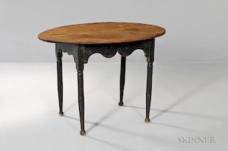 Black-painted Oval Scrub-top Tea Table