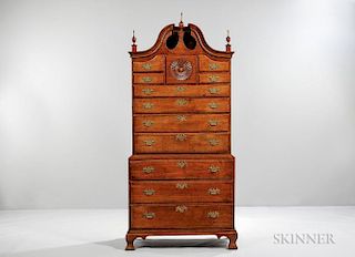 Carved Cherry Scroll-top Chest-on-chest