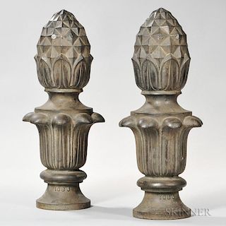 Pair of Cast Iron Pineapple Finials