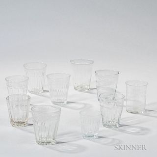 Ten Blown or Blown-molded Early Glass Tumblers