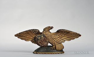 Carved Gilt and Polychrome Spreadwing Eagle Plaque