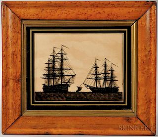 Reverse Painting on Glass of the HMS Marlborough