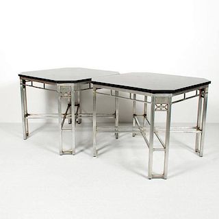 Pair of Art Deco Tables from Higbee's Silver Grille by Louis Rorimer 