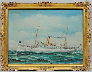 Otto Muhlenfeld (American, 1871-1907)      Steamer at Sea