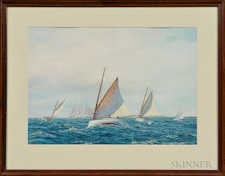William Dennis Stille (Massachusetts, 1947-1998)      A Catboat Race