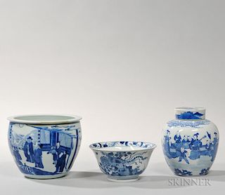 Three Canton Export Porcelain Items