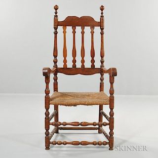 Early Turned Maple and Ash Bannister-back Armchair