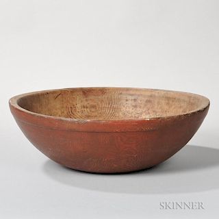 Large Red-painted Turned Bowl