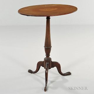 Mahogany Inlaid Oval Tilt-top Candlestand