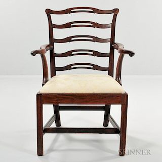 Carved Mahogany Ladder-back Armchair