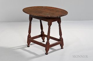 Red-painted Oval-top Tea Table