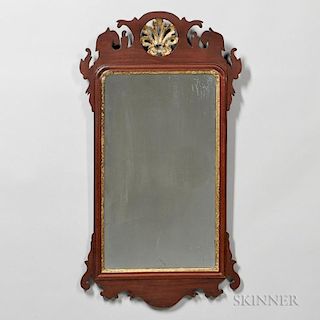 Mahogany Veneer Chippendale Scroll-frame Mirror