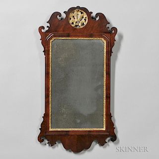 Mahogany Veneer Chippendale Scroll-frame Mirror