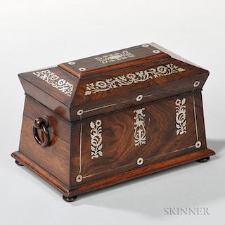 Rosewood and Mother-of-pearl Tea Caddy