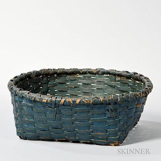 Blue-painted Ash Splint Basket
