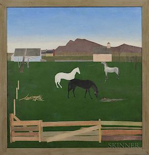 Stefan Hirsch (New York, 1899-1964)      Horses in a Pasture.
