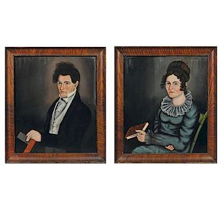 American School, Early 19th Century      Pair of Portraits, Husband and Wife