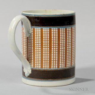 Engine-turned and Slip-decorated Pearlware Pint Mug