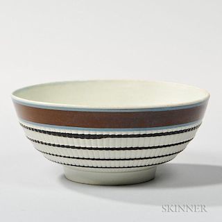 Engine-turned and Slip-decorated Pearlware Bowl