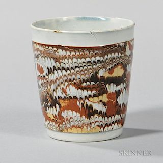 Combed Slip-marbled Pearlware Beaker