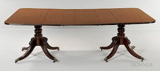 Carved Mahogany Double-pedestal Extension Dining Table