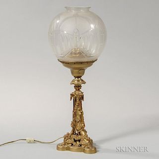 Cornelius and Company Astral Lamp with Etched Glass Globe