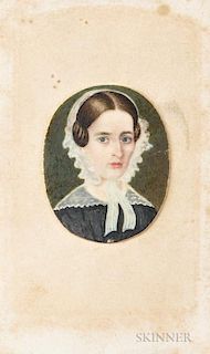American School, 19th Century      Portrait Miniature of a Woman