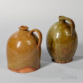 Two Maine Redware Jugs
