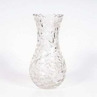 Floral Cut Glass Vase 