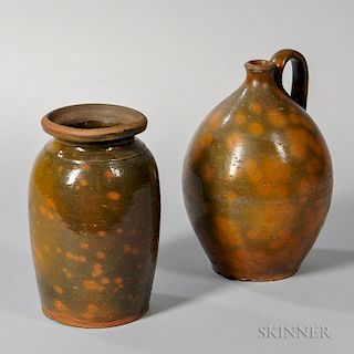 Two Gonic, New Hampshire Redware Items