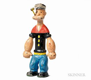 Cast Iron and Paint-decorated Hubley Popeye Doorstop