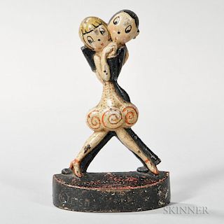 Cast Iron and Paint-decorated Hubley Charleston Dancers Doorstop