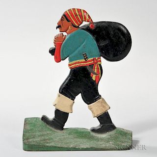 Cast Iron and Paint-decorated Pirate with Sack Doorstop